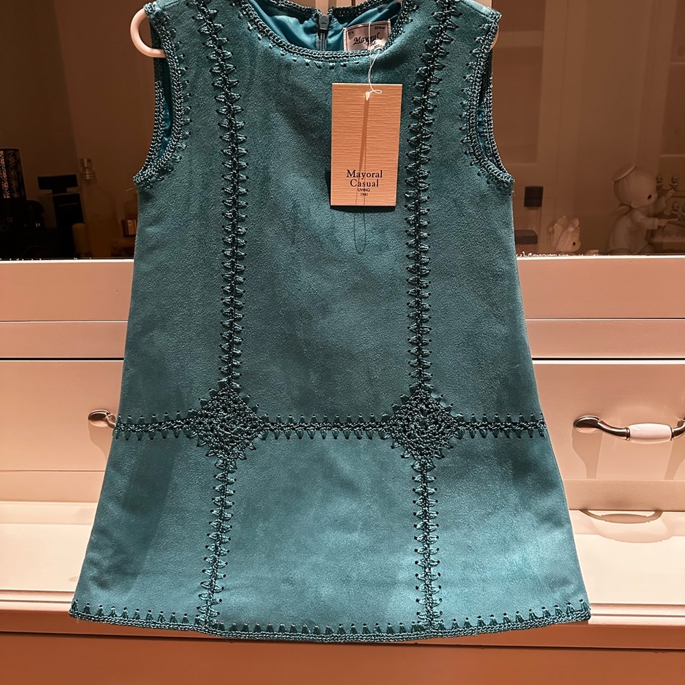 Mayoral Turquoise Suede Dress NWT size 4.